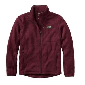 Men's L.L.Bean Sweater Fleece Full-Zip Jacket Medium Burgundy-Brown D02